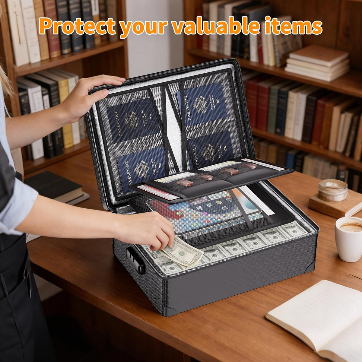DocSafe 5200°F Fireproof Document Organizer Box with Lock, Heat Insulated