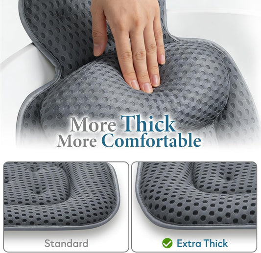 Bath Pillows for Tub, Comfortable Bathtub Cushion for Head and Neck with Soft 3D Mesh Fabric and 54 Non-Slip Suction Cups, Relaxing Tub and Shower Accessories Spa Gift White Standard