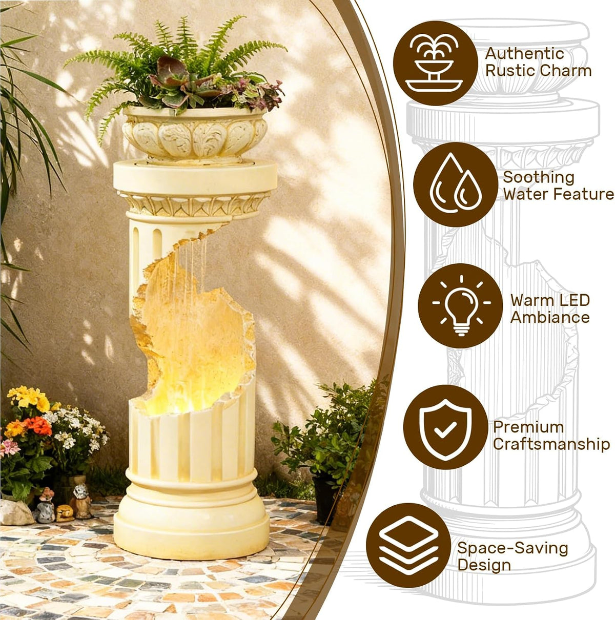 Sunlinua Modern Indoor Tabletop Water Fountain for Office Decor