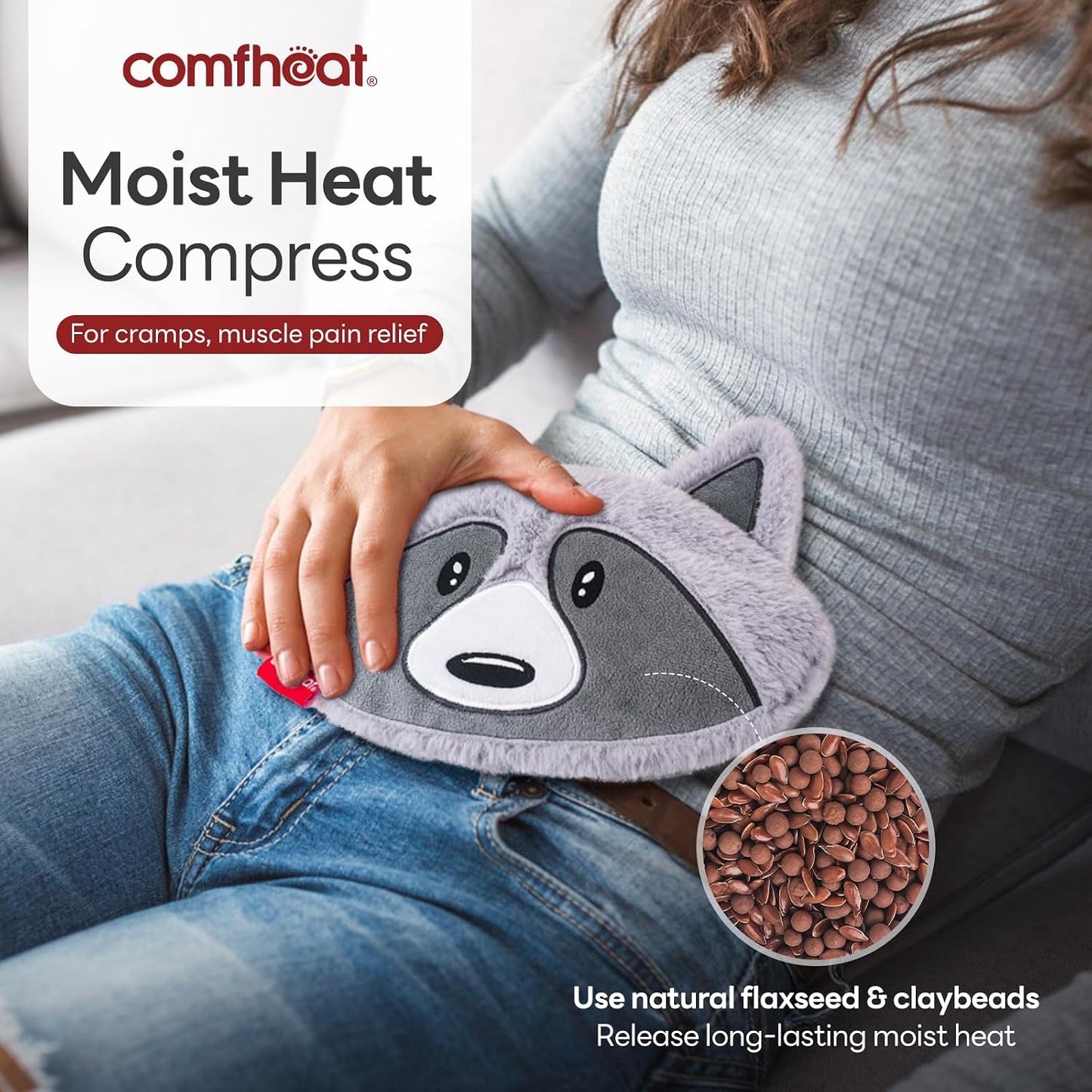 Microwave Unscented Heating Pad for Pain Relief, Moist Heat Pack Hot Compress for Period Cramps, Shoulder, Muscles, Cute Cloud Plush Heating Pad, Gift for Girl Women, with Washable Cover