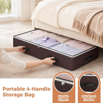 Budding Joy 95L Under Bed Storage Containers, 4 Pack Closet Organizers Grey