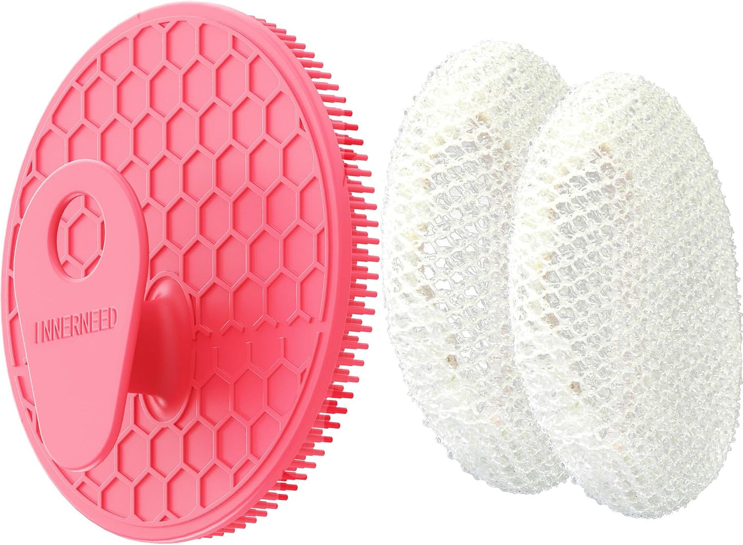 INNERNEED Food-Grade Soft Silicone Body Scrubber Shower Brush Handheld Cleansing Skin Brush, Gentle Exfoliating and Lather Well (Dark Green)