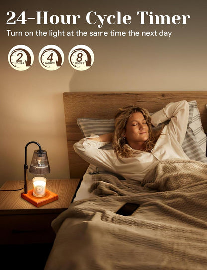 Candle Warmer Lamp with Timer, Dimmable Candle Warmer for Home Decor, Birthday Gifts for Women Mom, Adjustable Height Wax Melt Warmer with 2 Bulbs