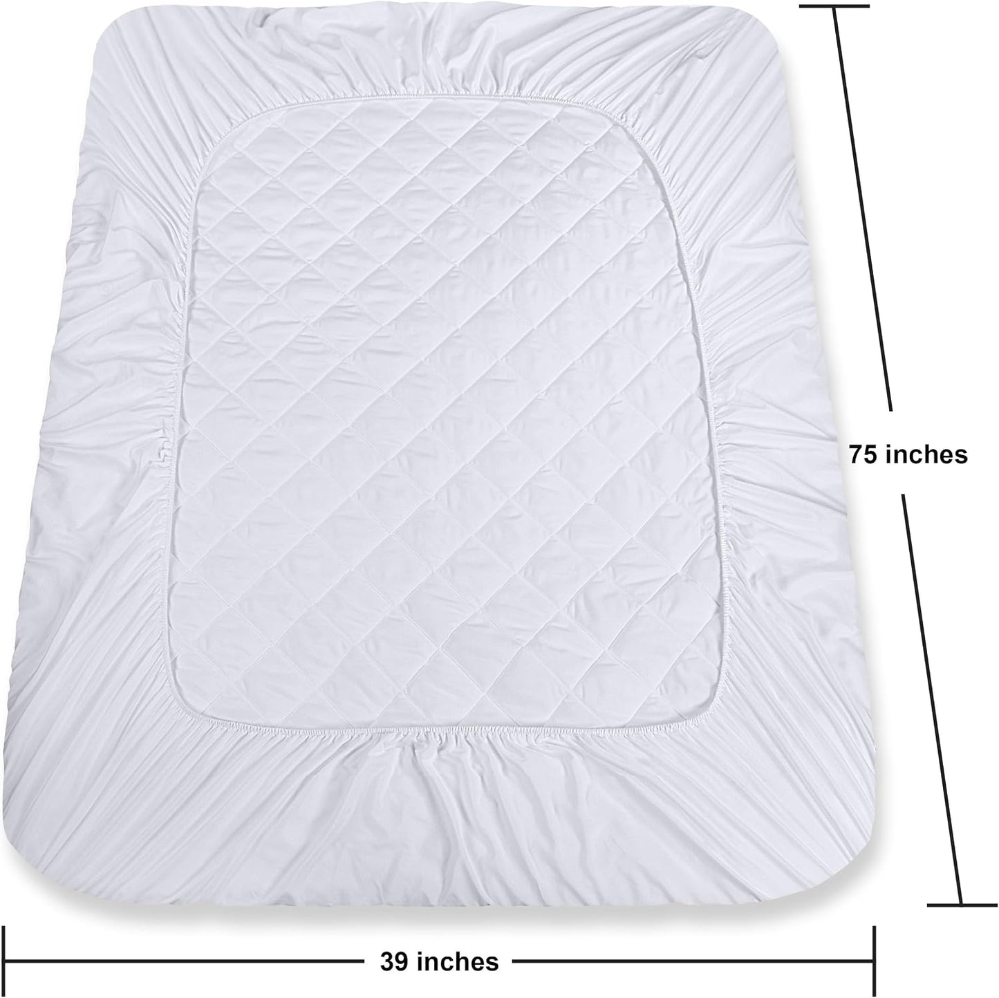 Quilted Fitted Mattress Pad, Queen Mattress Protector Topper with Deep Pocket Stretches up to 16 Inches, Machine Washable Mattress Cover by Utopia Bedding (White)