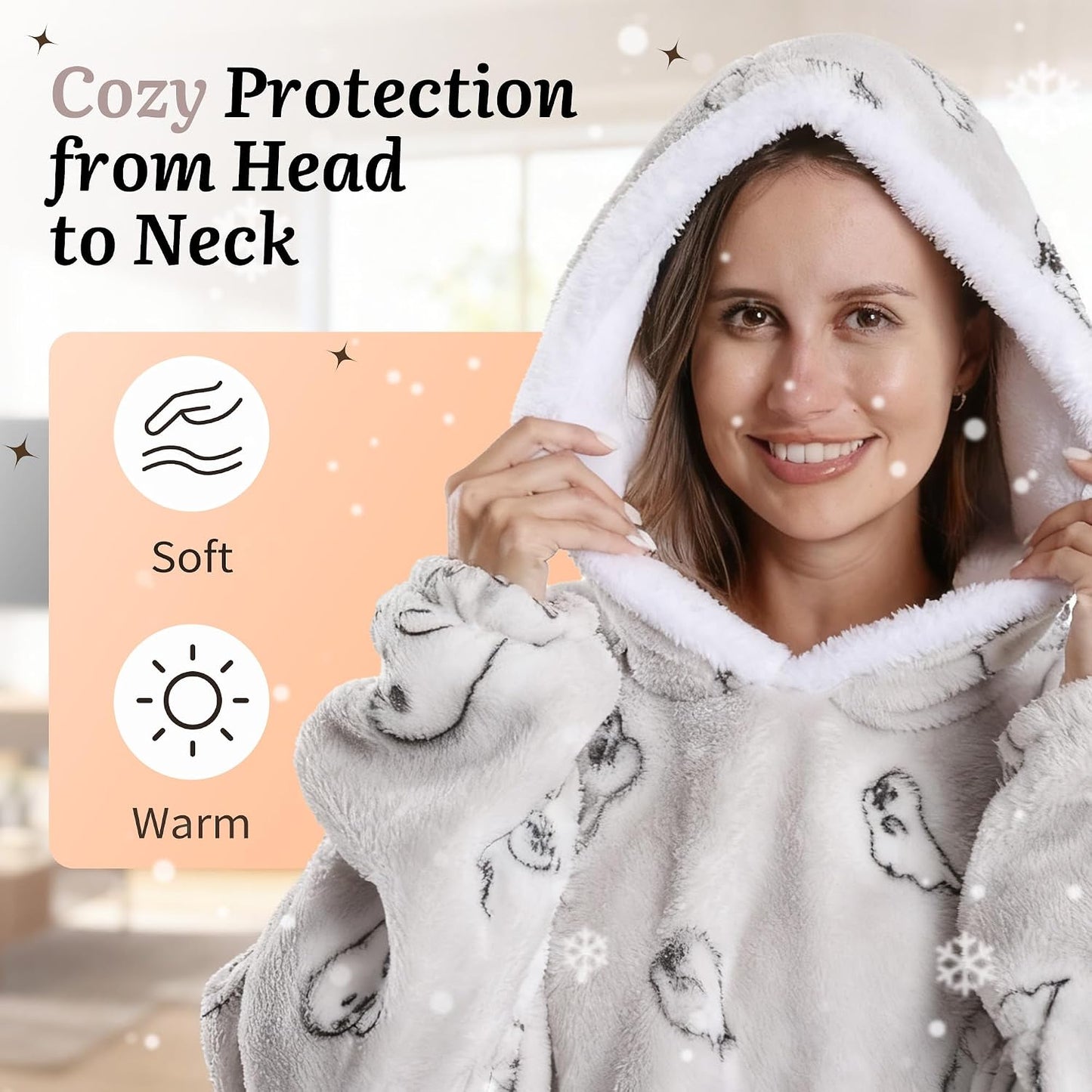 Capecage Blanket Hoodie, Long Hooded Blanket Sweatshirt as Birthday Gifts for Women Men, Long Wearable Blanket for Women Men.