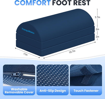 TranquilRelax Foot Rest for Under Desk at Work, Gaming Accessories Foot Stool with 3 Adjustable Heights & Washable Cover, Comfortable Office Desk Accessories, Footrest for Office, Home and Car (Black)