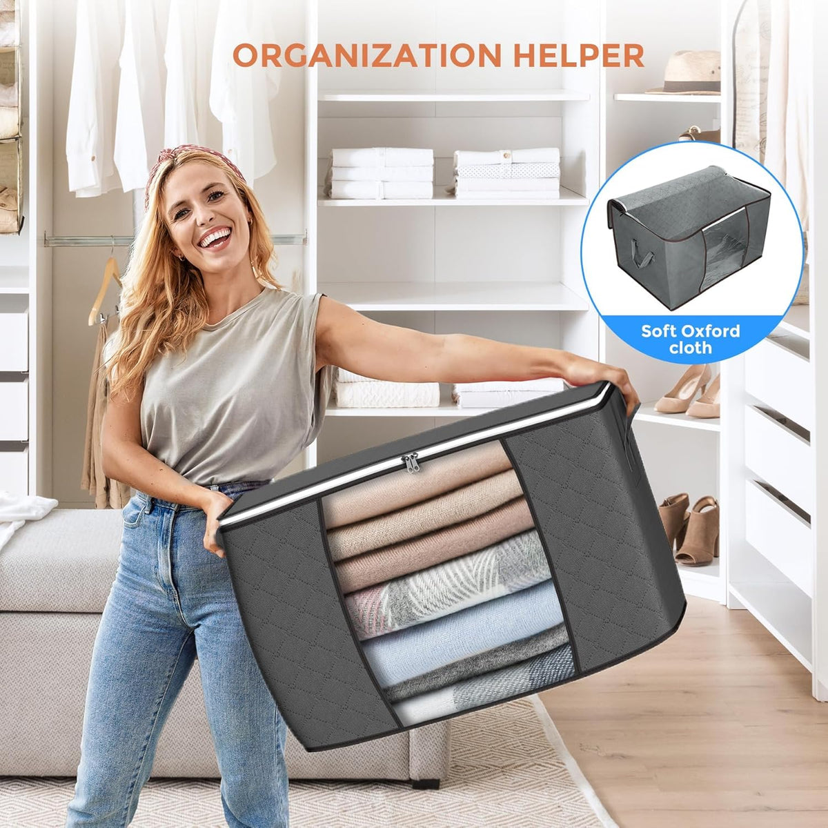 90L Large Storage Bags, Clothes Storage Bins Closet Organizers