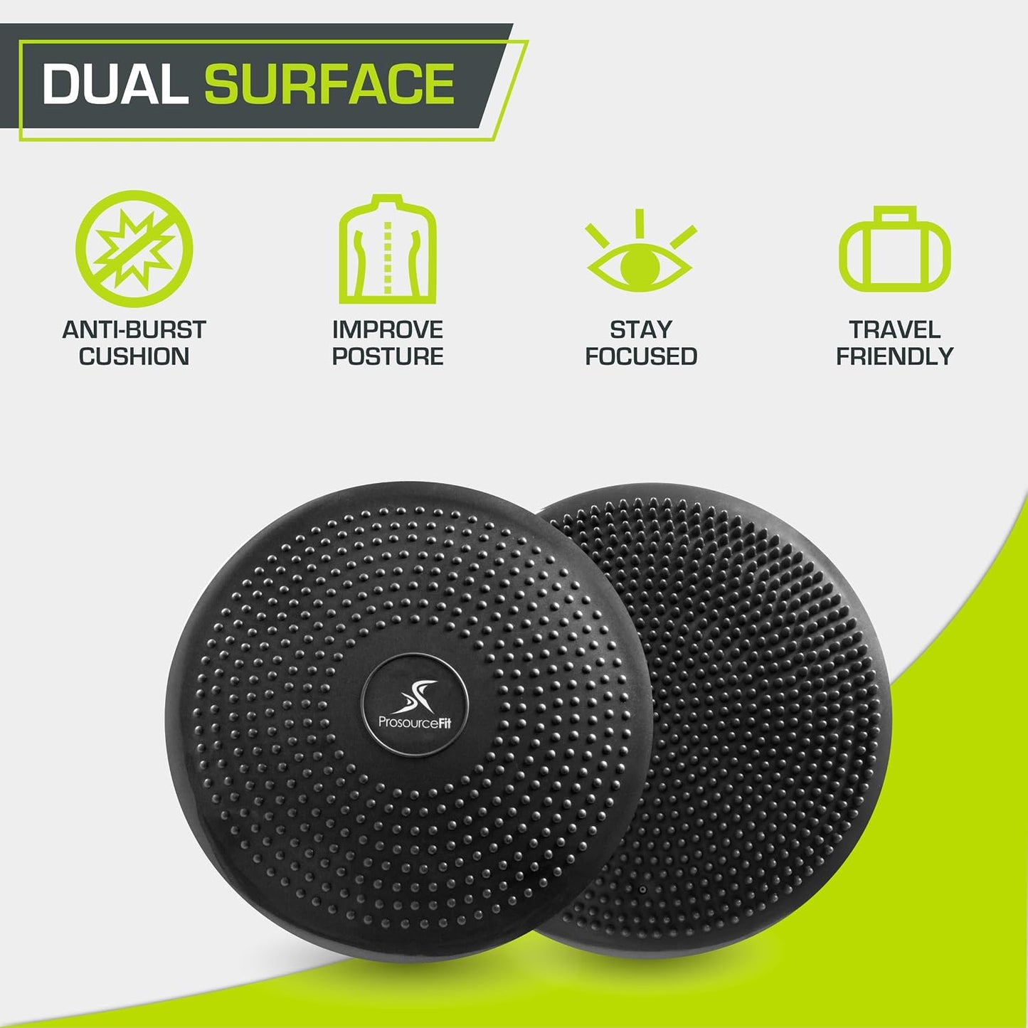 ProsourceFit Core Balance Disc Trainer, 14” Diameter with Pump for Fitness, Balance Training, or Seating; Wobble Board for Core Stability; Flexible Floor Cushions