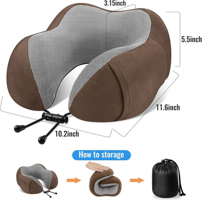 CloudBliss Travel Pillow for Airplane, Memory Foam Neck Pillow for Travel, Compact Flight Pillow with Eye Mask, Earplugs, Carry Bag, Travel Neck Pillow for Long Flight Sleep, Plane Accessories, Black