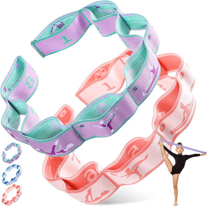 Stretch Strap for Kids Elastic Gymnastic Stretching Ballet Dance Band with 8 Loops Adjustable Exercise Training Resistance Strap for Children Stuff Pilates Latin Yoga Equipment
