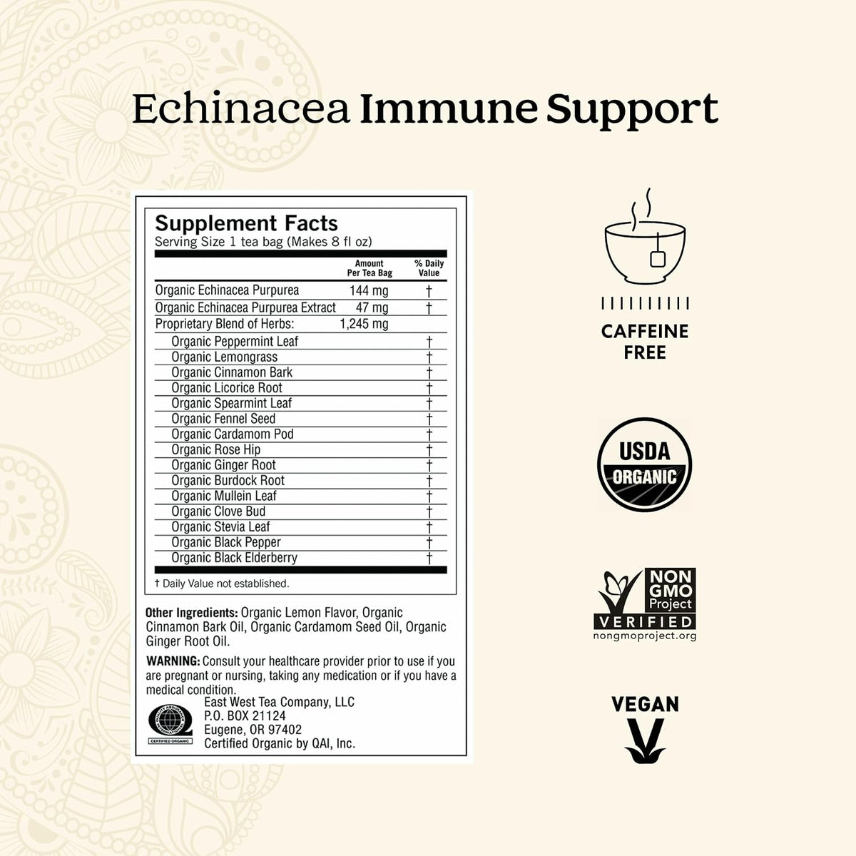 Yogi Echinacea Immune Support Tea, 16 Tea Bags (6 Pack)