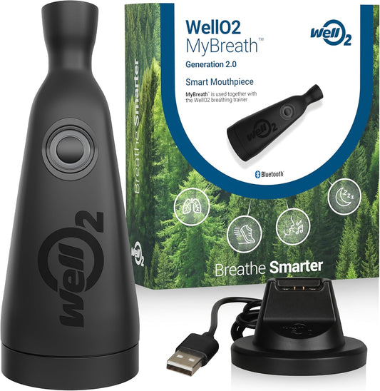 MyBreath Gen 2.0 Smart Mouthpiece Accessory with App for The WellO2 Breathing Trainer Exerciser Device