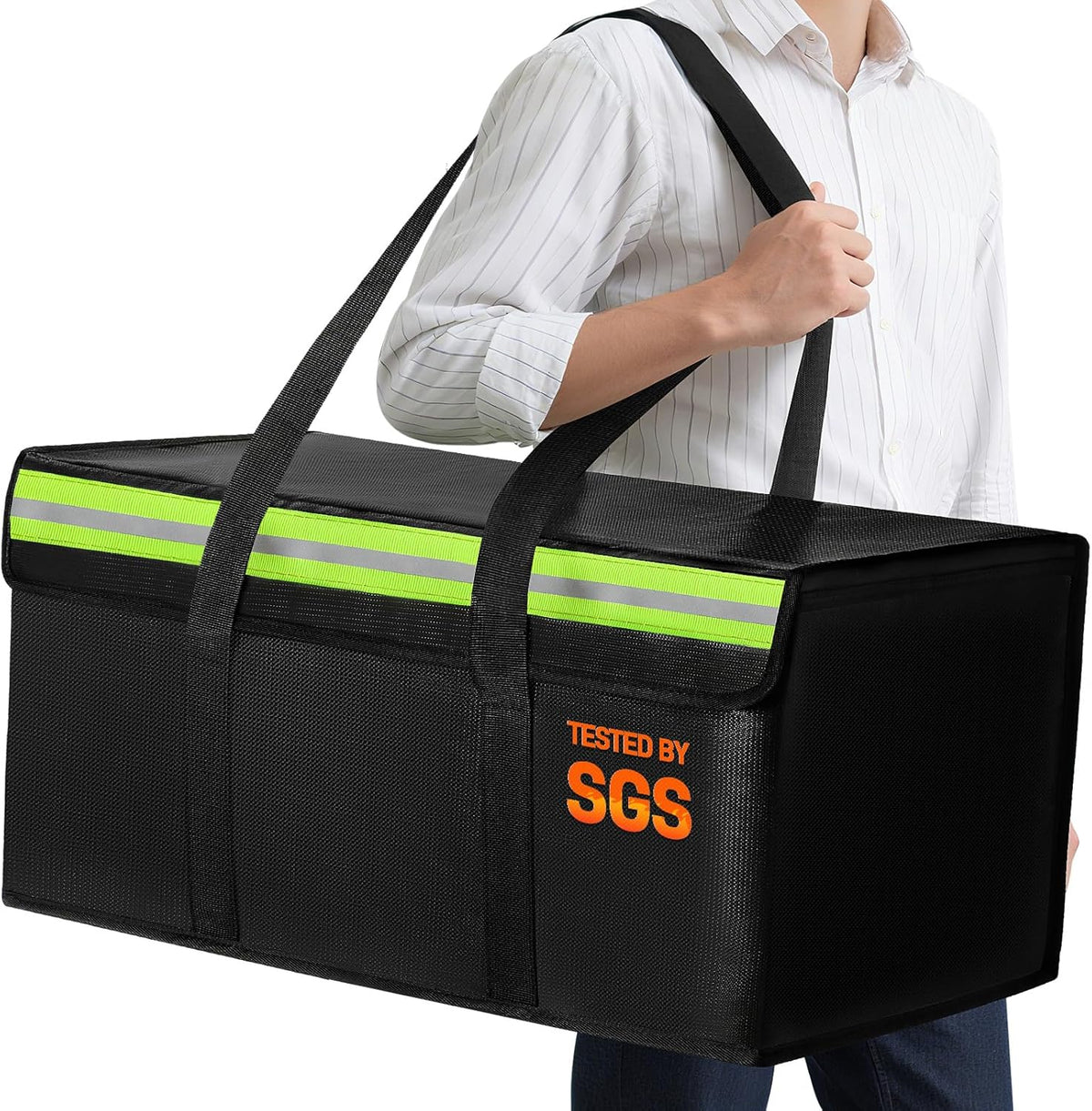 Large Fireproof Document Bag for Home Safe Storage, 15 x 12 x 6in, Black