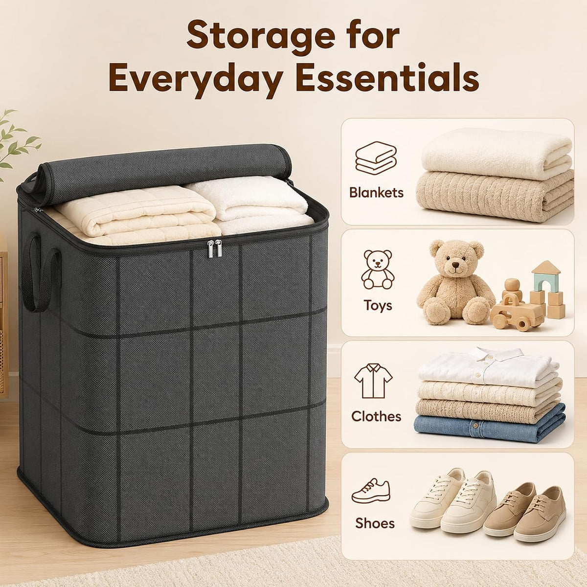 XL Foldable Storage Bag with Reinforced Handles, 180L Large Capacity