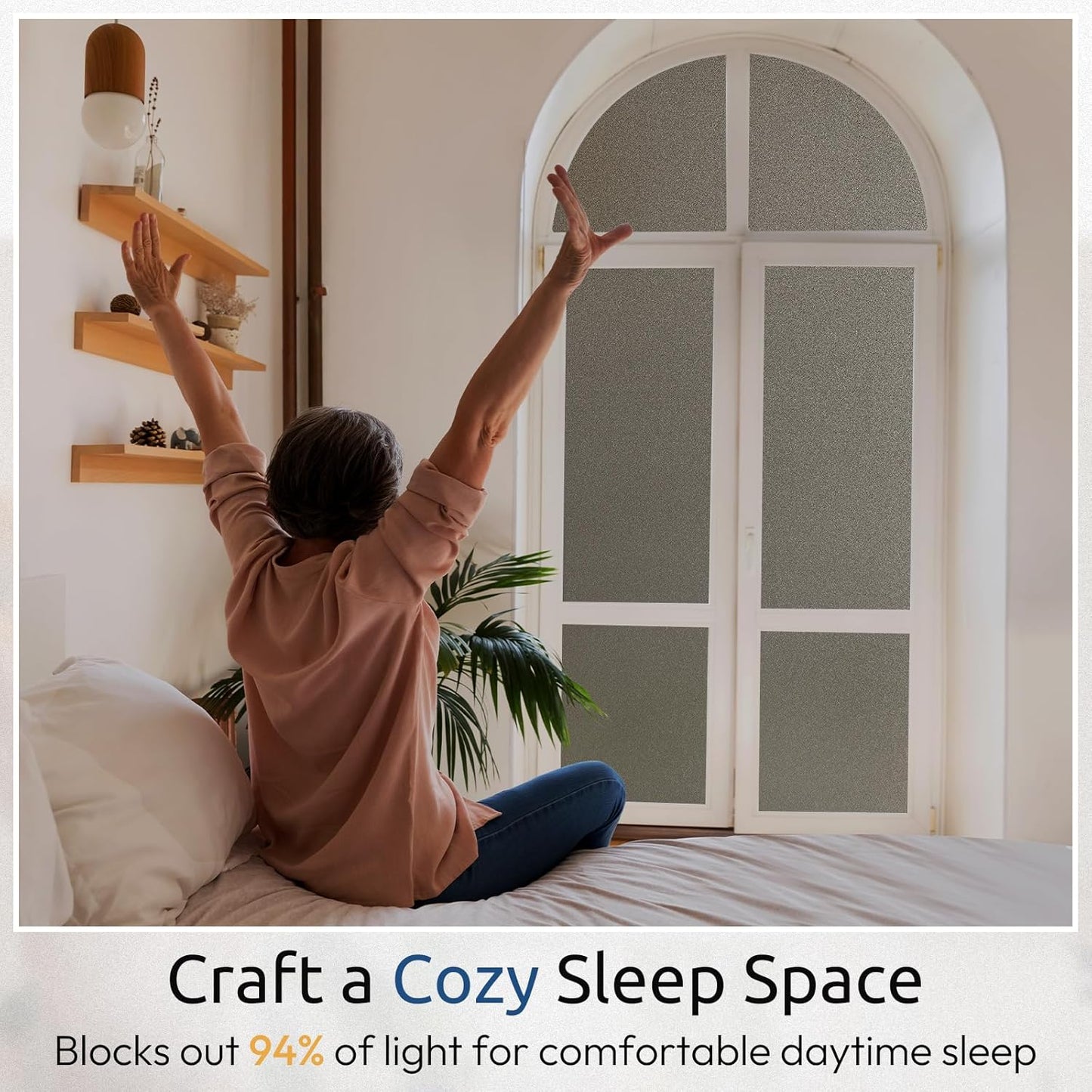 rabbitgoo Blackout Window Film Room Darkening Light Blocking 17.5" x 78.7" | Removable Static Cling without Glue, Tint & Privacy Film for Window Inside, Day & Night Sleep for Home Garage Bedroom House