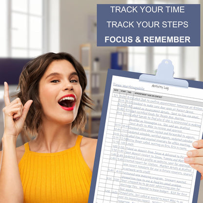 Life Charge Activity Log Notepad for Work, Daily Time Tracking Log Book with Task & Notes, 60 Pages, 8.5 x 11 Letter, Portrait