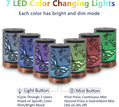 EQUSUPRO Essential Oil Diffuser 300ml Metal Electric Ultrasonic Diffuser for Large Room with Auto Shut-Off, 4 Timer Setting &7 Colors Night Light for Home