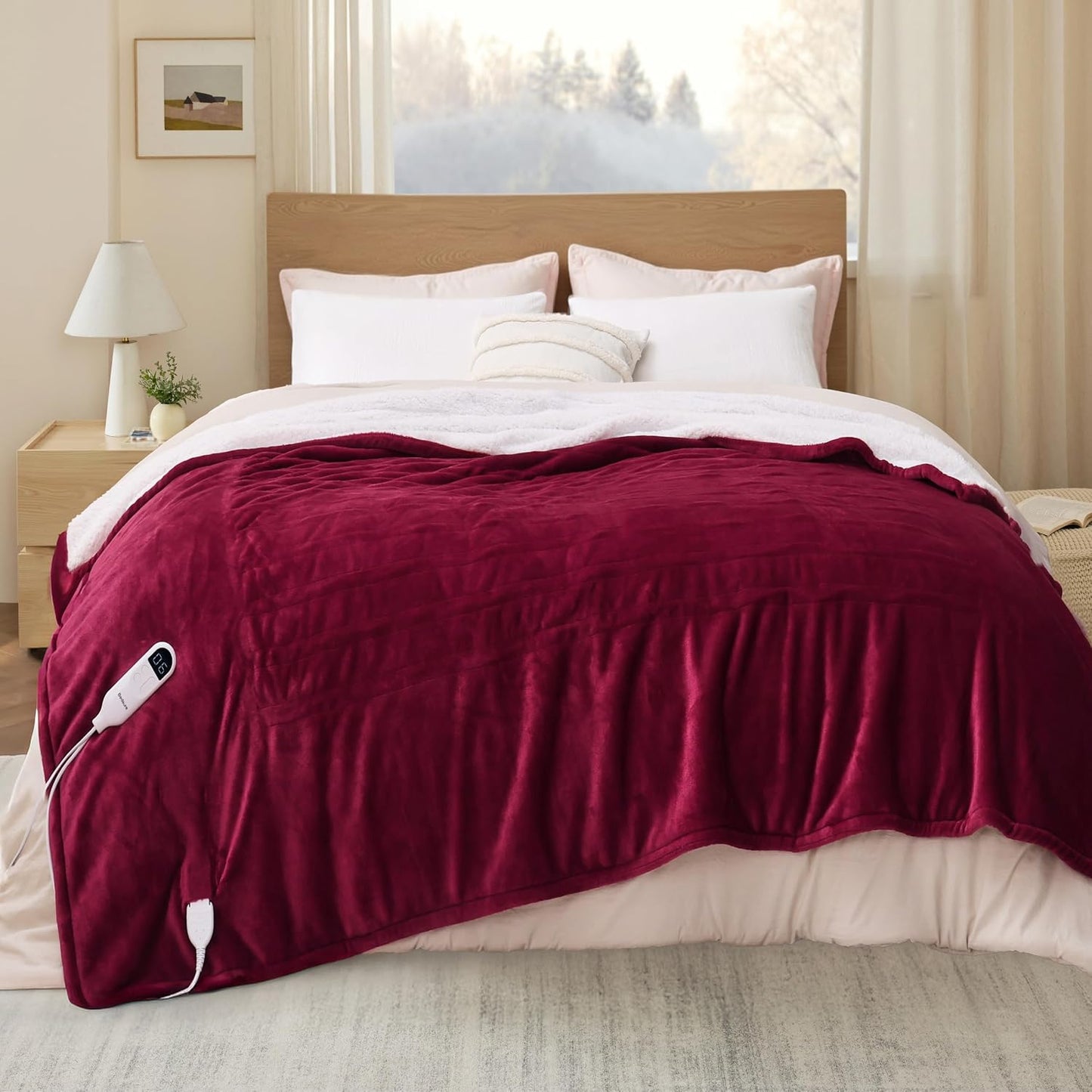 Bedsure Heated Blanket Throw Blanket with Preheat Function - Fast Heating Electric Blanket, Soft Flannel Throw with 6 Time Settings(Up to 10H), 6 Heating Settings, Gifts for Grandma (50"x60", Cream)