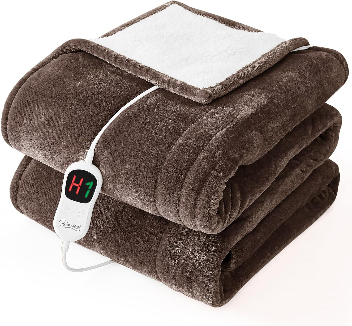 Homemate Electric Heated Blanket Twin - 62"x84" Heating Bed Blankets Throw with 10 Heating Levels 8 Hours Auto Off Fast Heating Over-Heated Protection Ultra Soft Warm Flannel ETL Certified Grey - Colors B