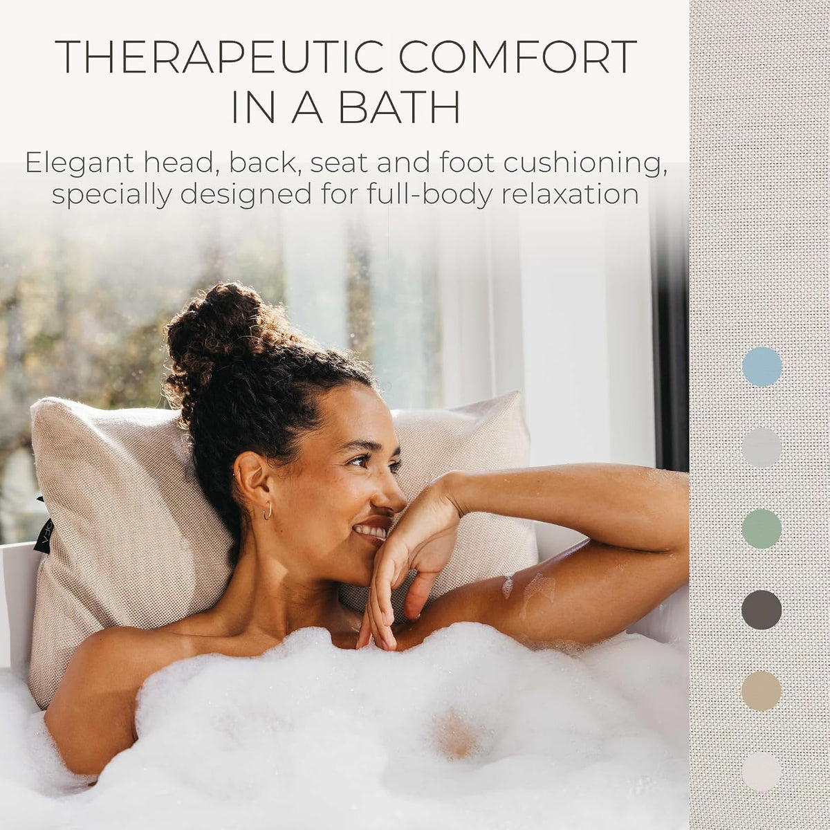BADESOFA® Luxury Bath Pillow M in Ivory, Quick-Drying Bath Back Pillow
