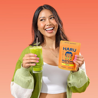 Haru Original Matcha Oat Milk Latte Mix, Ceremonial Japanese Matcha, Barista-Style Instant Latte, Vegan, Non-Dairy, Smooth Clean Energy, Just Add Water, 2-Pack (20 Lattes)