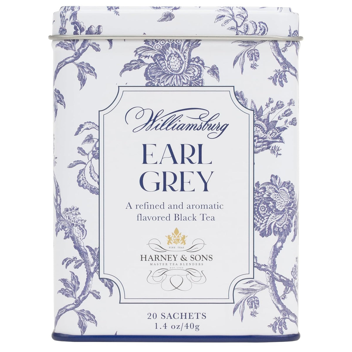 Harney & Sons Williamsburg Earl Grey Tea, 20 Sachets in Tin