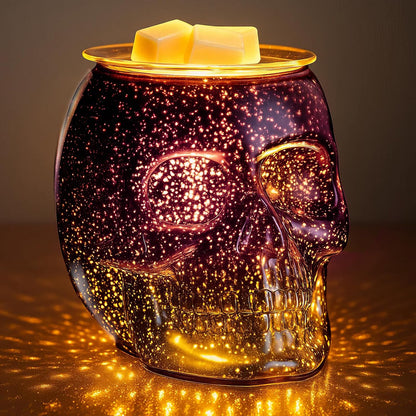 Wax Melt Warmer, Wax Warmer for Scented Wax with Light Bulb, Electric Skull Wax Burner, Halloween Fragrance Wax Melter for Home and Gifts (Rainbow Skull)