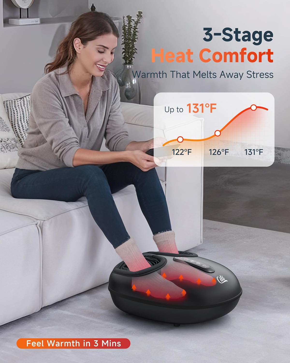 CILI Foot Massager with Heat, Shiatsu Foot Massager for Neuropathy & Plantar Fasciitis Relief, Gifts for Women Mom Dad,Heated Feet Massager with Deep Kneading,Compression,Vibration,FSA Eligible HSA