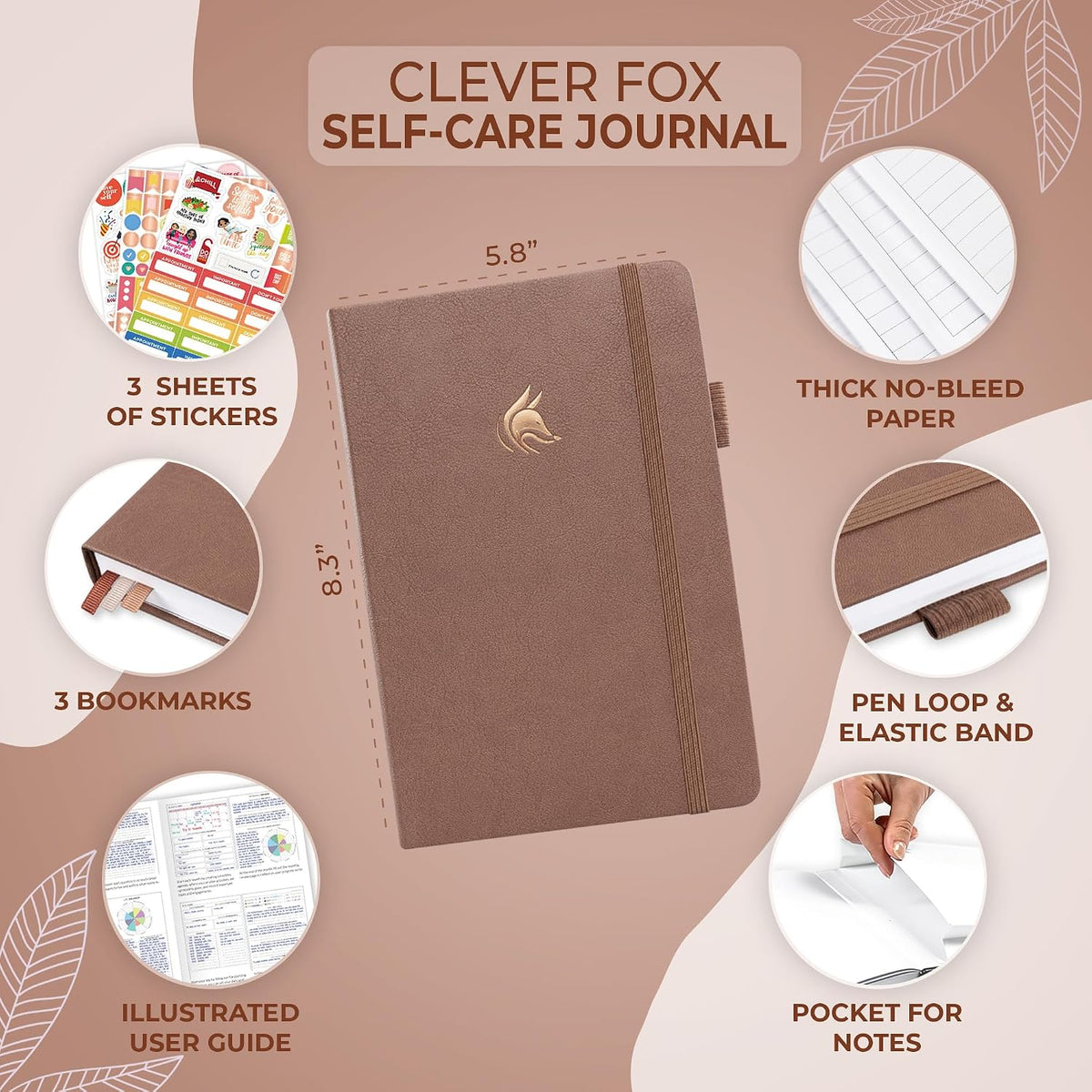 Clever Fox Self-Care Journal for Women, Daily Planner 5.8x8.3 Aquamarine