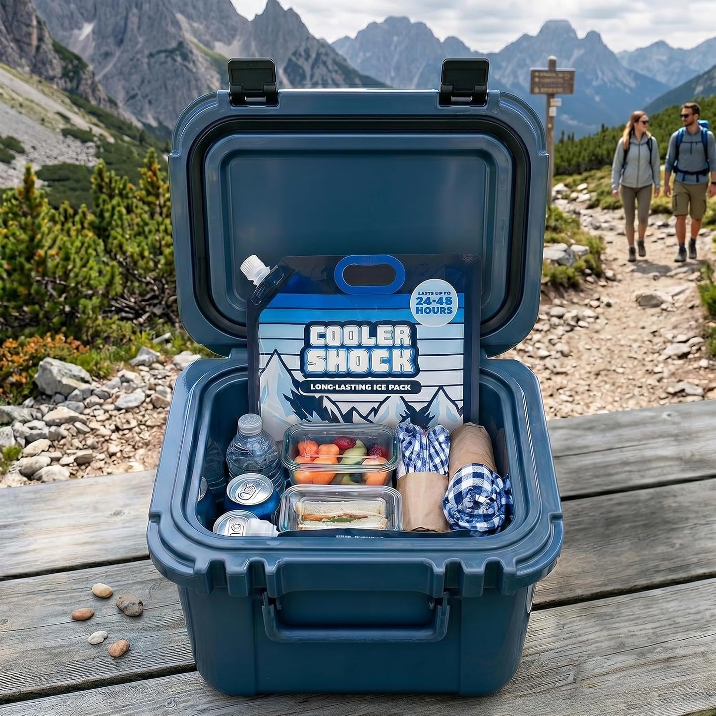 Cooler Shock Reusable Ice Packs for Cooler - Long Lasting Cold Freezer Packs for Coolers and Lunch Boxes - Cooler Ice Packs for Camping Gear, Fishing, Road Trips, Beach Must Haves
