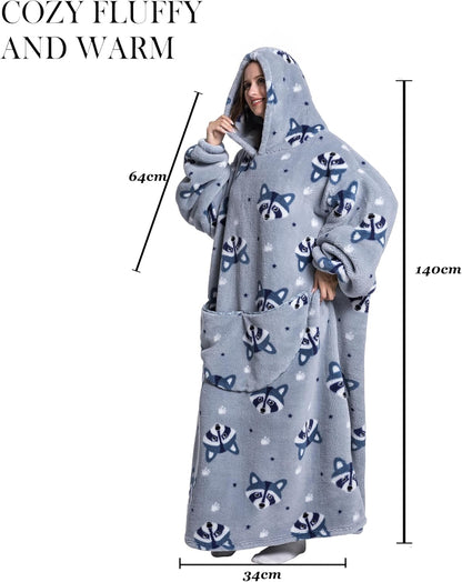 Capecage Blanket Hoodie, Long Hooded Blanket Sweatshirt as Birthday Gifts for Women Men, Long Wearable Blanket for Women Men.