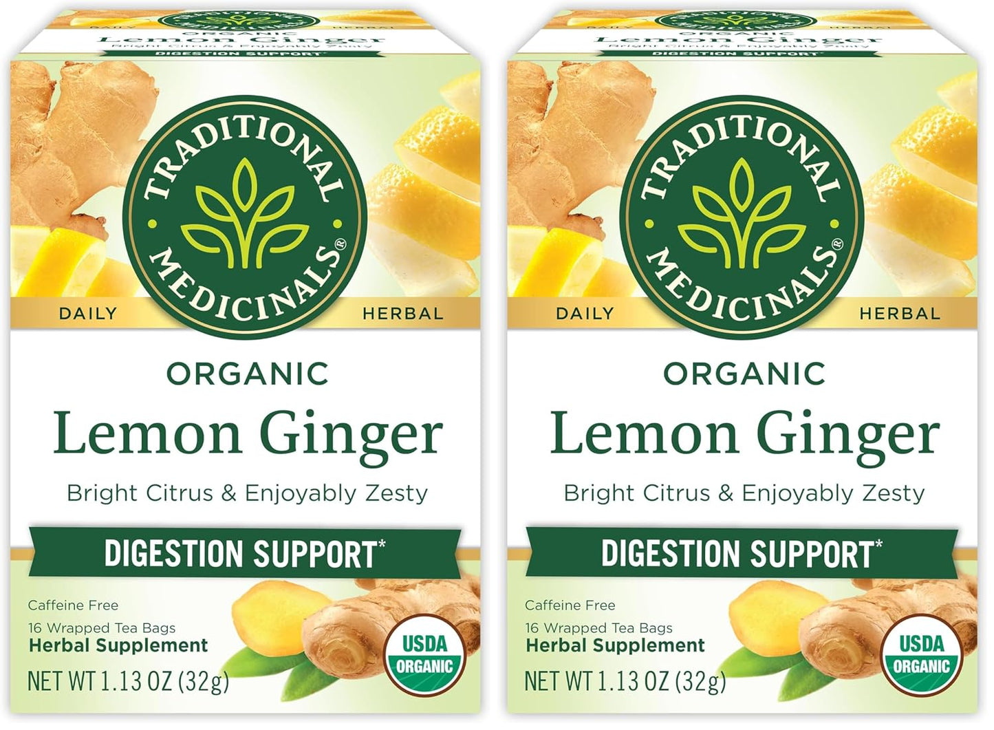Traditional Medicinals Organic Lemon Ginger Tea, 1.13 Oz, 16 Count