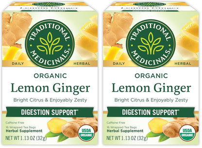 Traditional Medicinals Organic Lemon Ginger Tea, 1.13 Oz, 16 Count