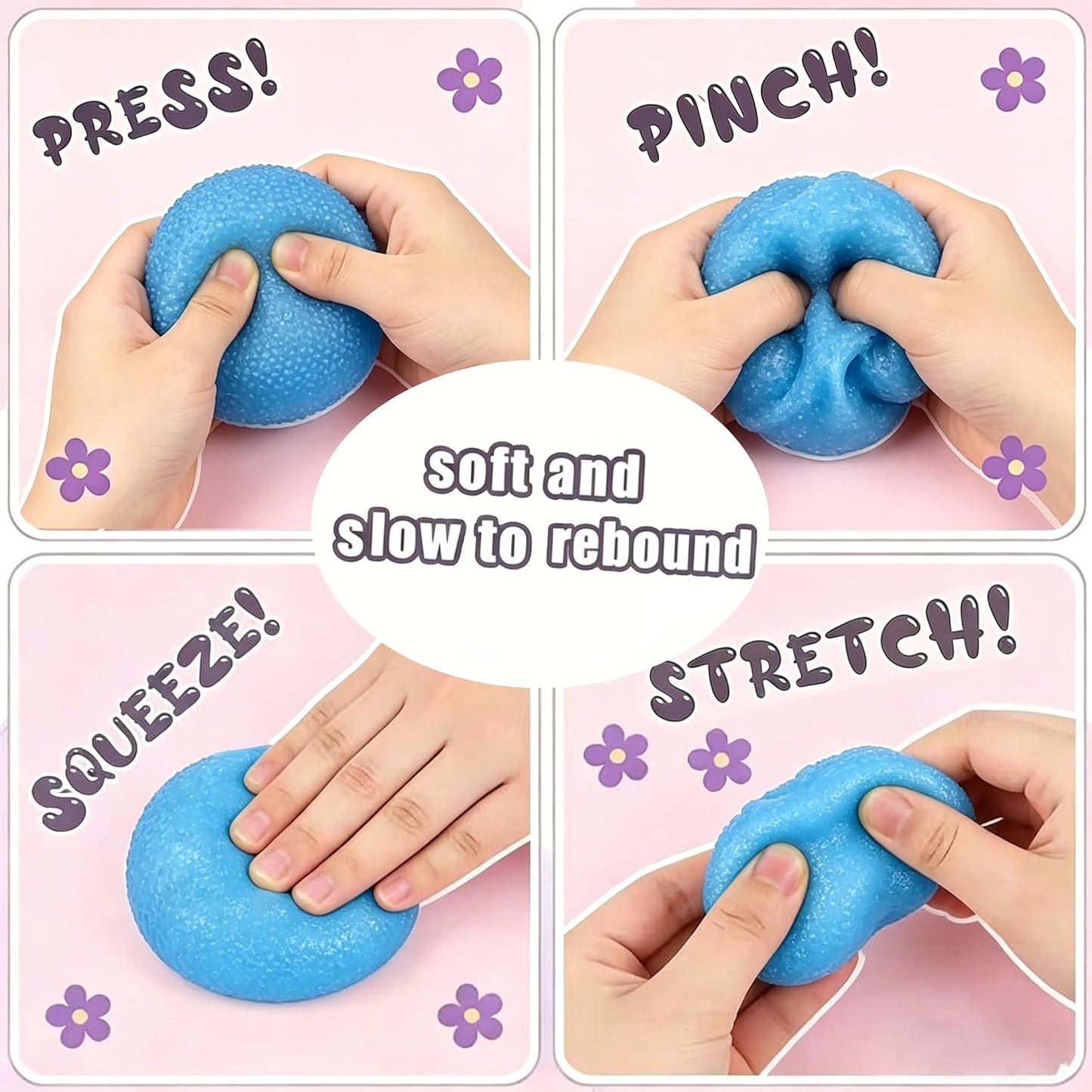 Squishy Fidget Toys for Adults, Stress Balls (Blue)