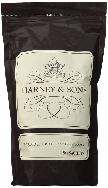 Harney & Sons Green Hot Cinnamon Spice Tea Sachets, 50 Count