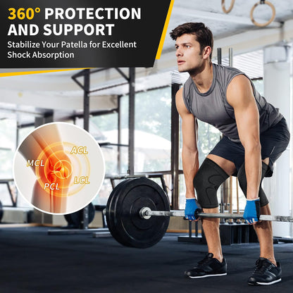 CAMBIVO 2 Pack Knee Braces for Women & Men, Knee Compression Sleeves for Knee Pain Relief, Knee Support with Non-Slip Silicone, Breathable, for Running, Workout, Weightlifting & Daily Use, Arthritis Support (Black, Medium)