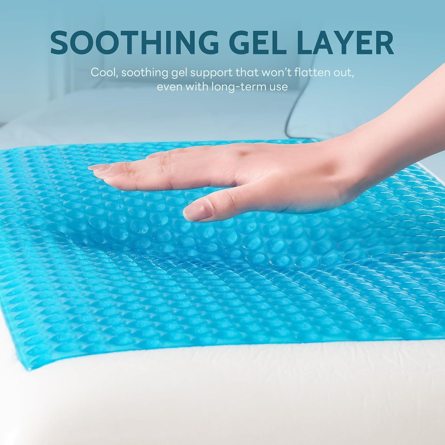 Gel Cooling Pillows for Hot Sleepers, Cooling Memory Foam Pillow with Reversible & Removable Cover, Cold Pillow for Side & Back Sleepers, All-Season Comfort, Standard Size, Grey