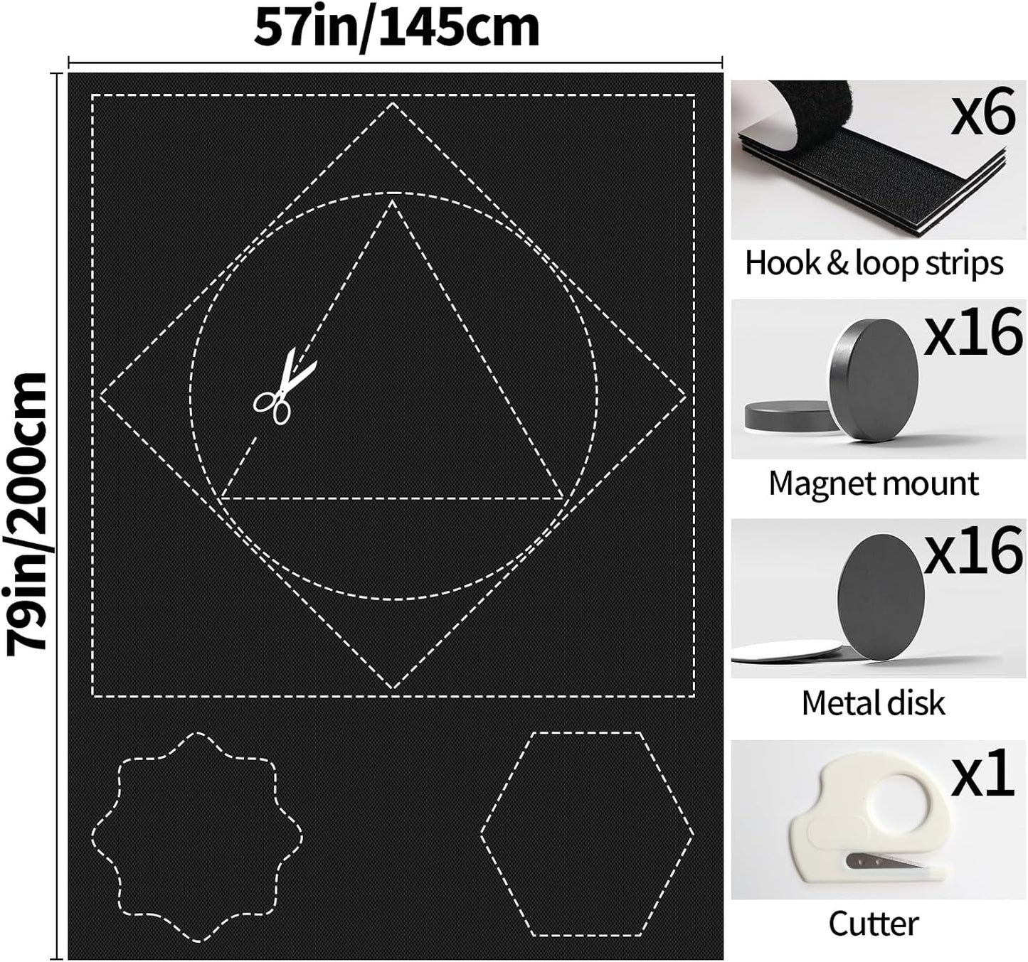 BKSAI 100% Blackout Curtains for Bedroom, Magnetic Portable Blackout Shades for Travel, Black Out Window Cover No Drill Cuttable for Bedroom, Nursery, Media Room, RV, 39x57 inch