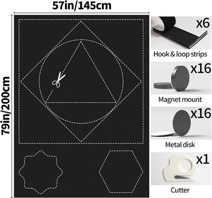 BKSAI 100% Blackout Curtains for Bedroom, Magnetic Portable Blackout Shades for Travel, Black Out Window Cover No Drill Cuttable for Bedroom, Nursery, Media Room, RV, 39x57 inch