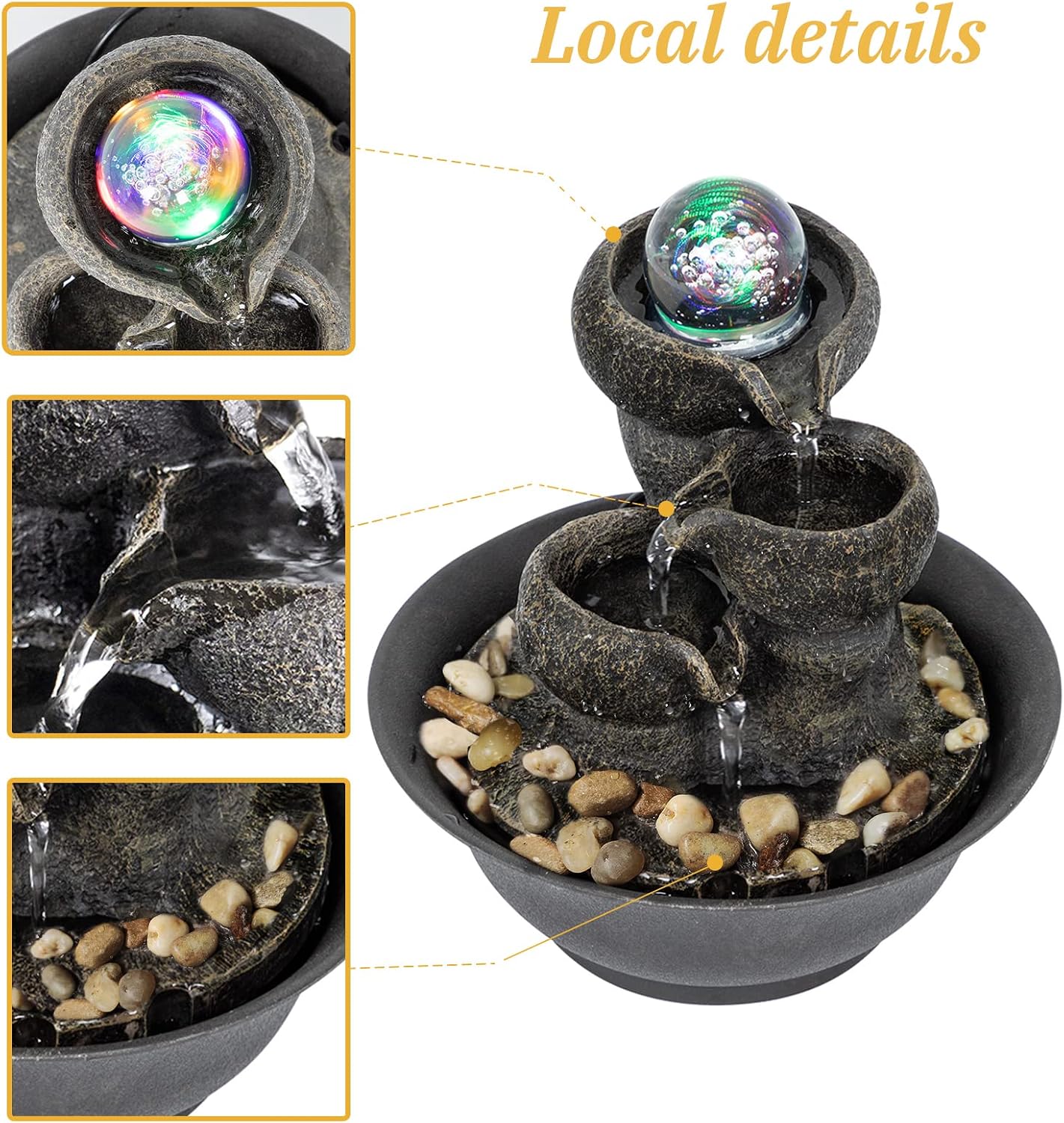 Ferrisland Indoor with LED Lights, Desktop Waterfall Fountain