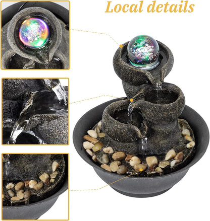 Ferrisland Indoor with LED Lights, Desktop Waterfall Fountain