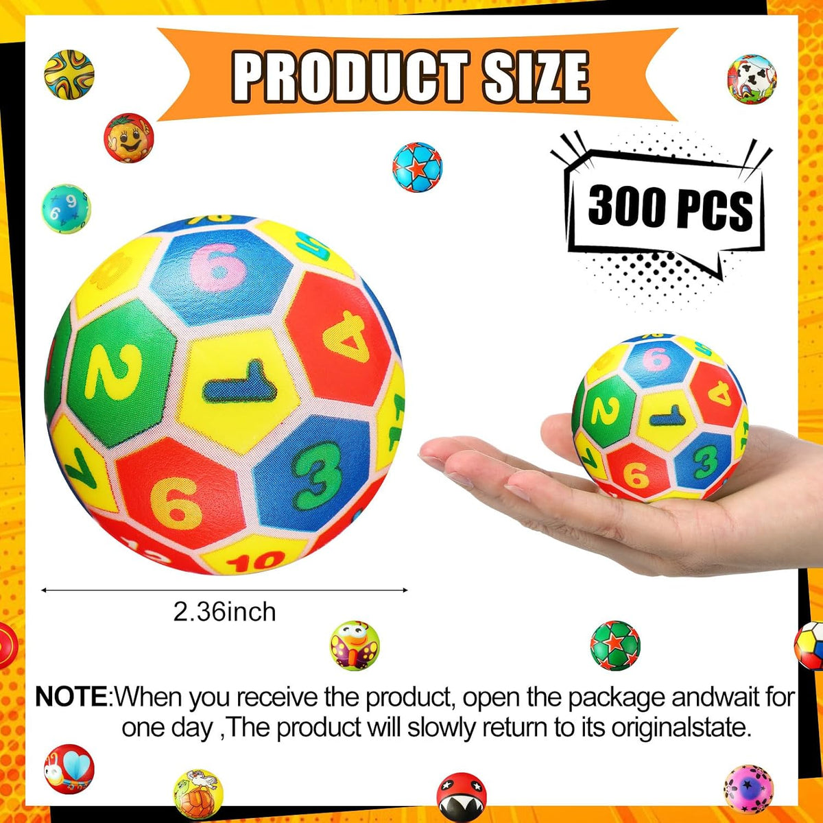 Shappy Mini Foam Balls Bulk 2.5 Inch for Party Favors, 204 Pcs, Stylish