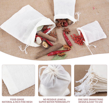 50pcs Spice Bags,4x6 In Muslin Bags with Drawstring