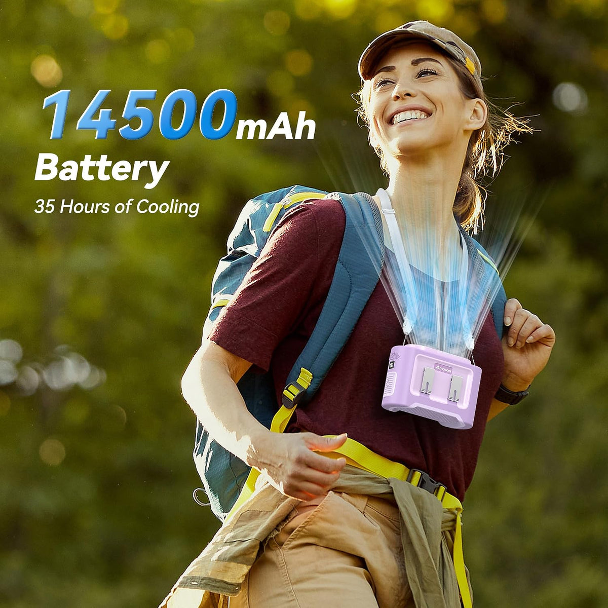 14500mAh Portable Waist Fan, Shirt Belt Clip on Fan Full Body Cooling