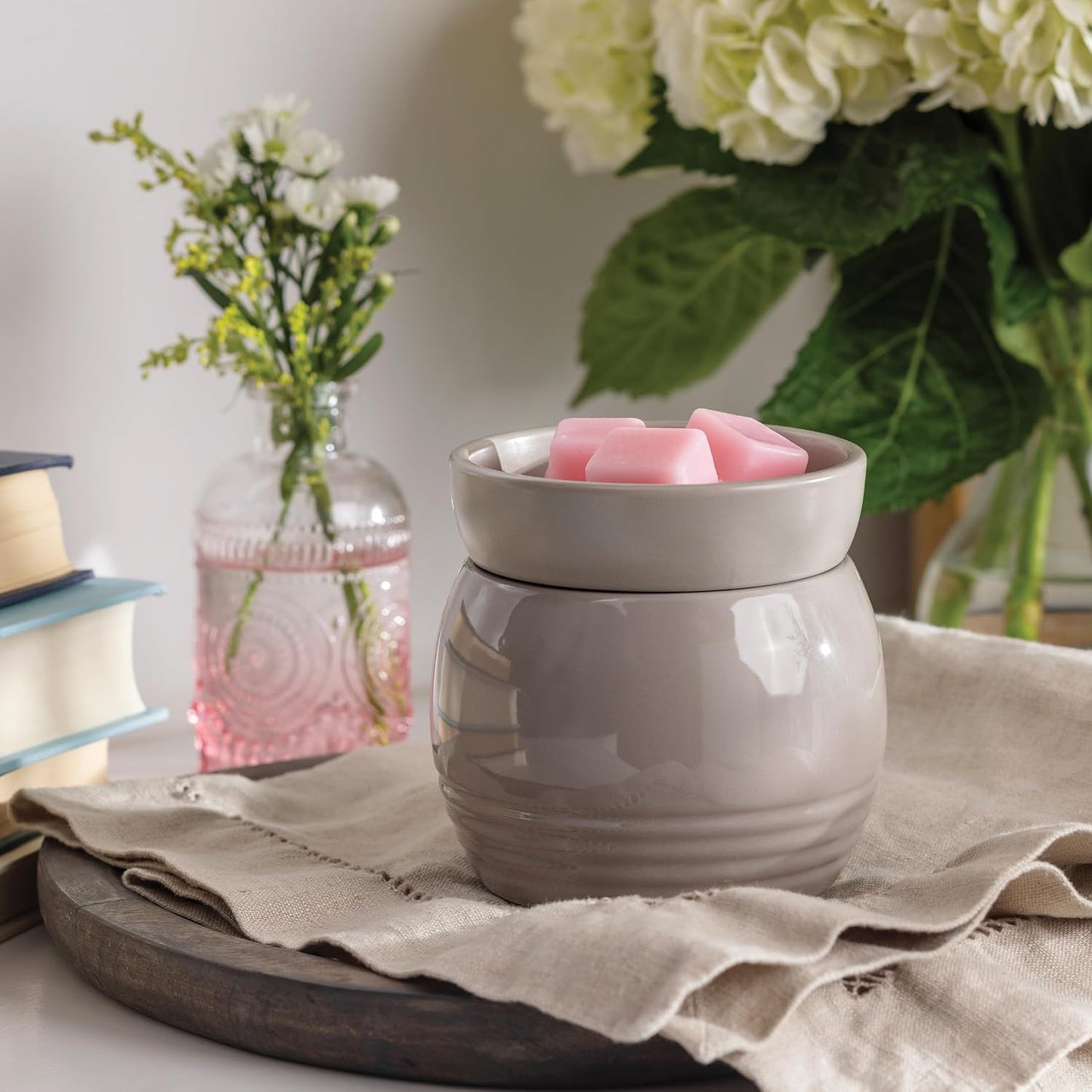 Candle Warmers ETC. Illumination Fragrance Warmer- Light-Up Warmer for Warming Scented Candle Wax Melts and Tarts or to Freshen Room, White Harmony