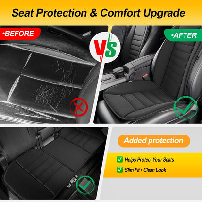 kingphenix Car Seat Cushion with Back Support Pillow: Enhanced Comfort Memory Foam Design for Pain Relief, Ideal for Drivers and Office Use - Ergonomic Lumbar Comfort for Long Sitting - Black