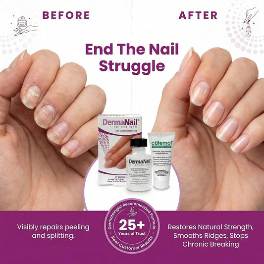 Nail Strengthener & Cuticle Cream Set - Fingernail Care Kit with Liquid Nail Strengthener & Cutemol Cream (11.5g Sample) Healthy Growth - Repair for Brittle, Damaged, Thin, & Peeling Nails