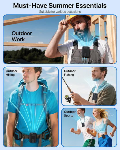 2026 Upgraded Wearable Waist Clip on Fan - 25H Battery 4-in-1 Personal Clip on Belt Fan, Ultra-Lightweight Rechargeable Hands-Free Body Fan with 4 Speeds for Outdoor Work, Jobsite