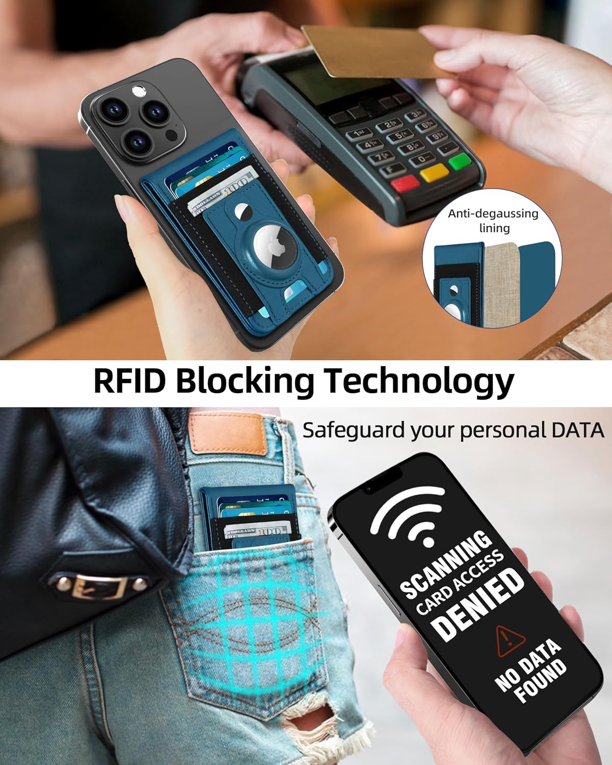 For Magsafe Wallet Stand with Airtag Holder, 10 Cards Holder, RFID Blocking