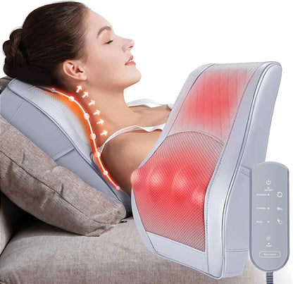 Boriwat Back Massager with Heat, 3D Kneading Massage Pillow for Back, Neck, Shoulder, Leg Pain Relief Deep Tissue, Gifts for Women Men Mom Dad